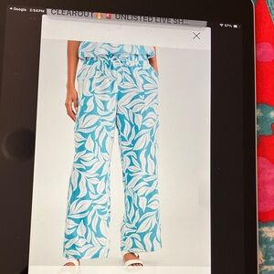 Sienna Sky Teal Leaf Print Wide Leg Pants